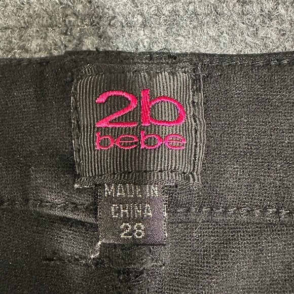 2B bebe Jeans Leggings Womens 28 Skinny Denim Front Black Knit Back - Picture 5 of 8